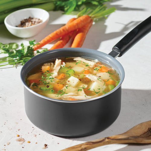 1 Quart Ceramic Nonstick Open Sauce Pan, Steel Gray