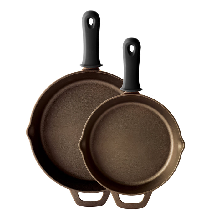 10 & 12-Inch Preseasoned Cast Iron Skillet - 2 Pack