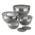 10 Piece Covered Stainless Steel and Silicone Mixing Bowl Set with Grating Tools