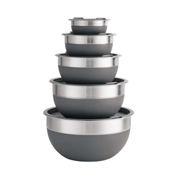 10 Piece Covered Stainless Steel and Silicone Mixing Bowl Set
