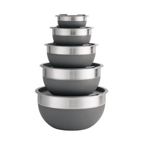 10 Piece Covered Stainless Steel and Silicone Mixing Bowl Set