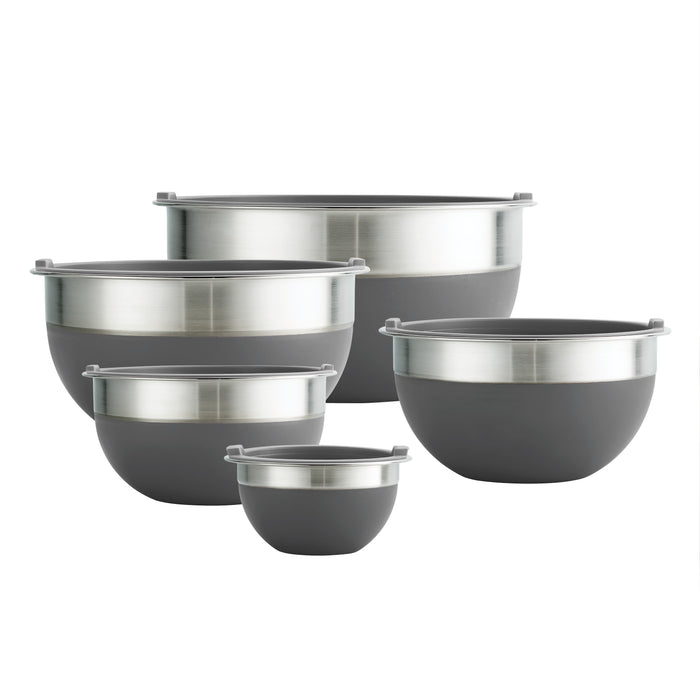 10 Piece Covered Stainless Steel and Silicone Mixing Bowl Set