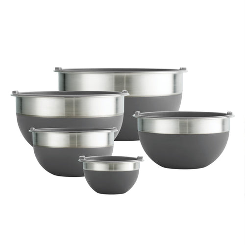 10 Piece Covered Stainless Steel and Silicone Mixing Bowl Set