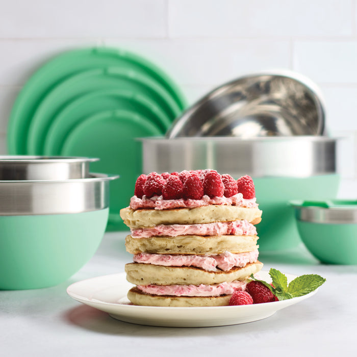 10 Piece Covered Stainless Steel and Silicone Mixing Bowl Set