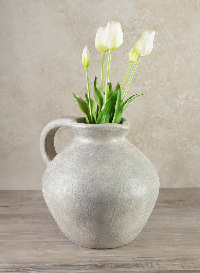 10.5in Tall Rezo Rustic Gray Pitcher Ceramic Vase Decor Jamali Garden