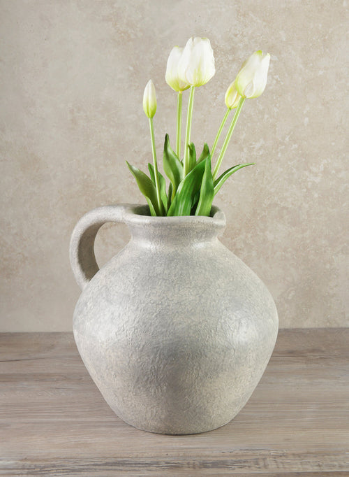 10.5in Tall Rezo Rustic Gray Pitcher Ceramic Vase Decor Jamali Garden