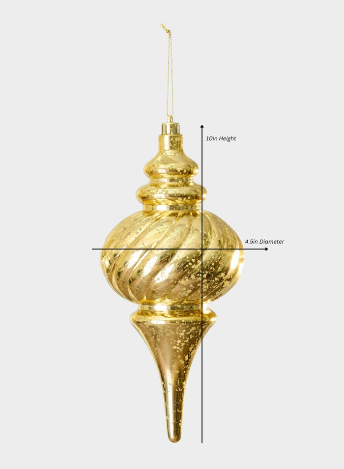 10in Long Plastic "Real Mercury Glass Look" Gold Finial Ornament Decor Jamali Garden