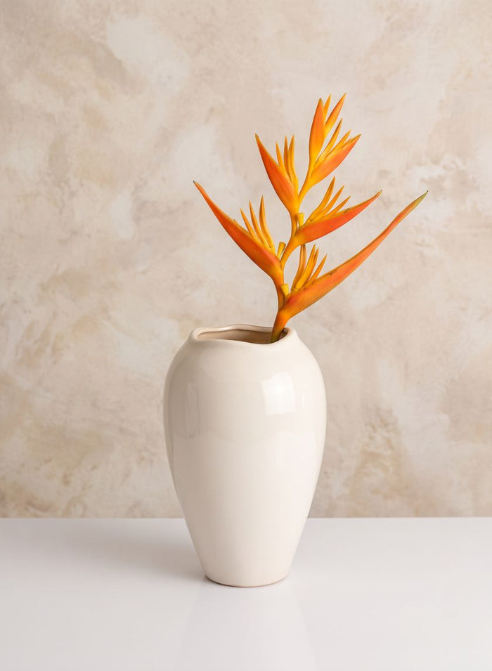 10in Tall Normand White Ceramic Vase Decor Jamali Garden