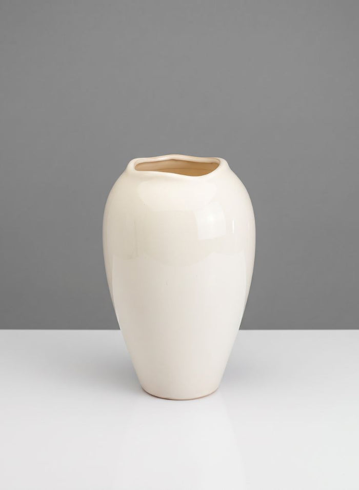 10in Tall Normand White Ceramic Vase Decor Jamali Garden