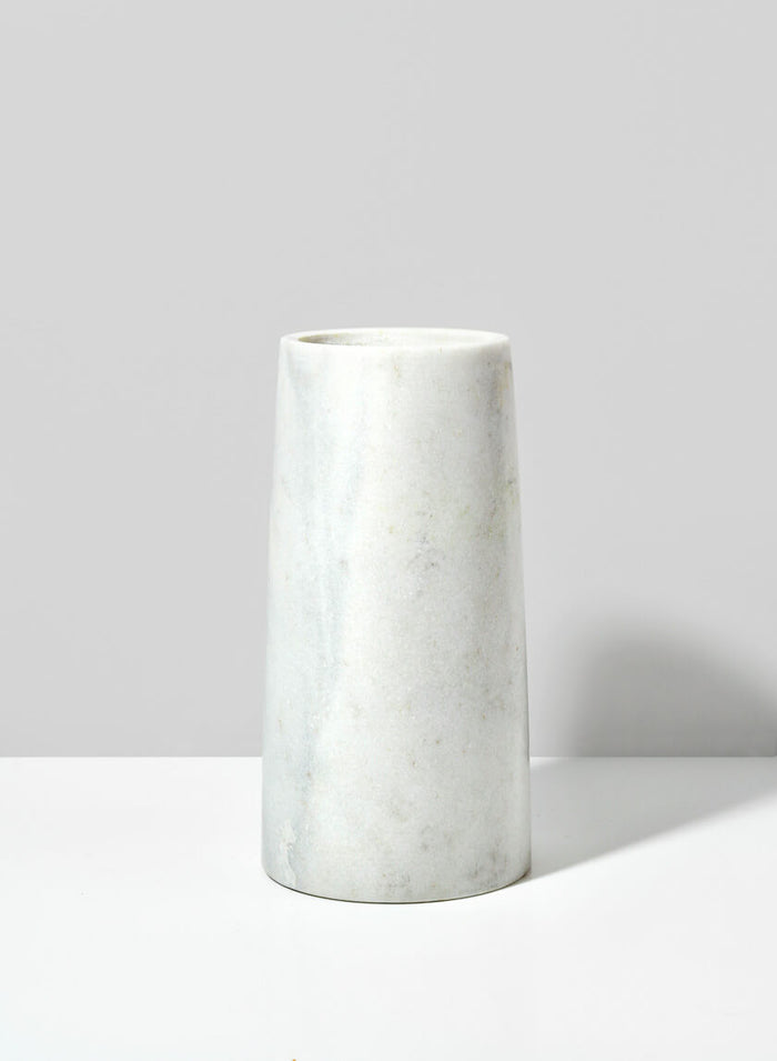10in Tall White Marble Tuscan Column Vase Decor Jamali Garden