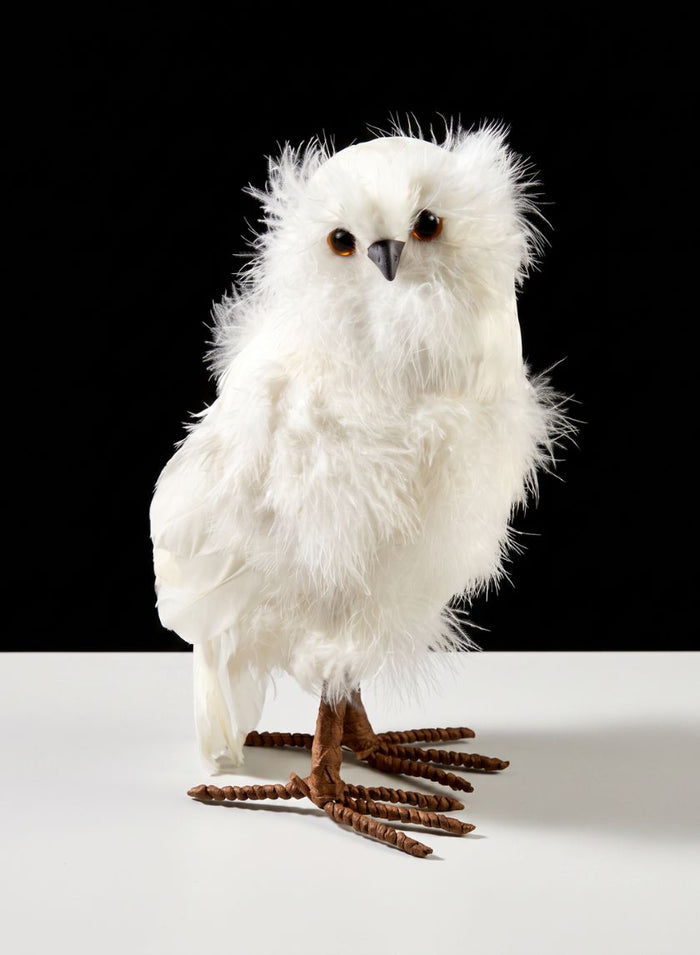 10in Tall White Owl Decor Jamali Garden