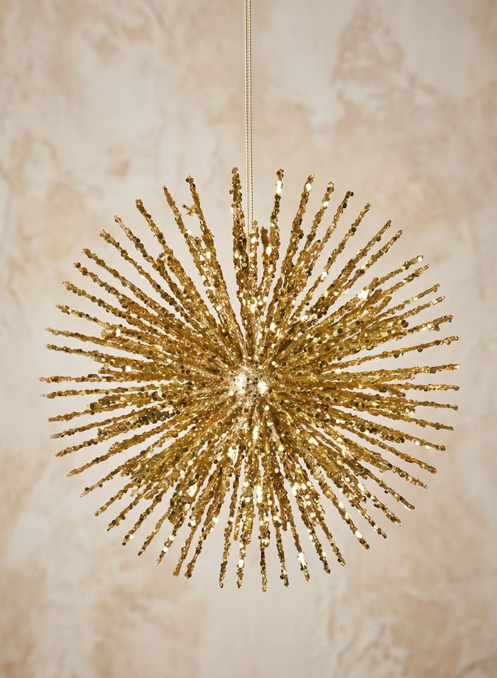 11in Round Gold Glitter Burst Ornament Decor Jamali Garden