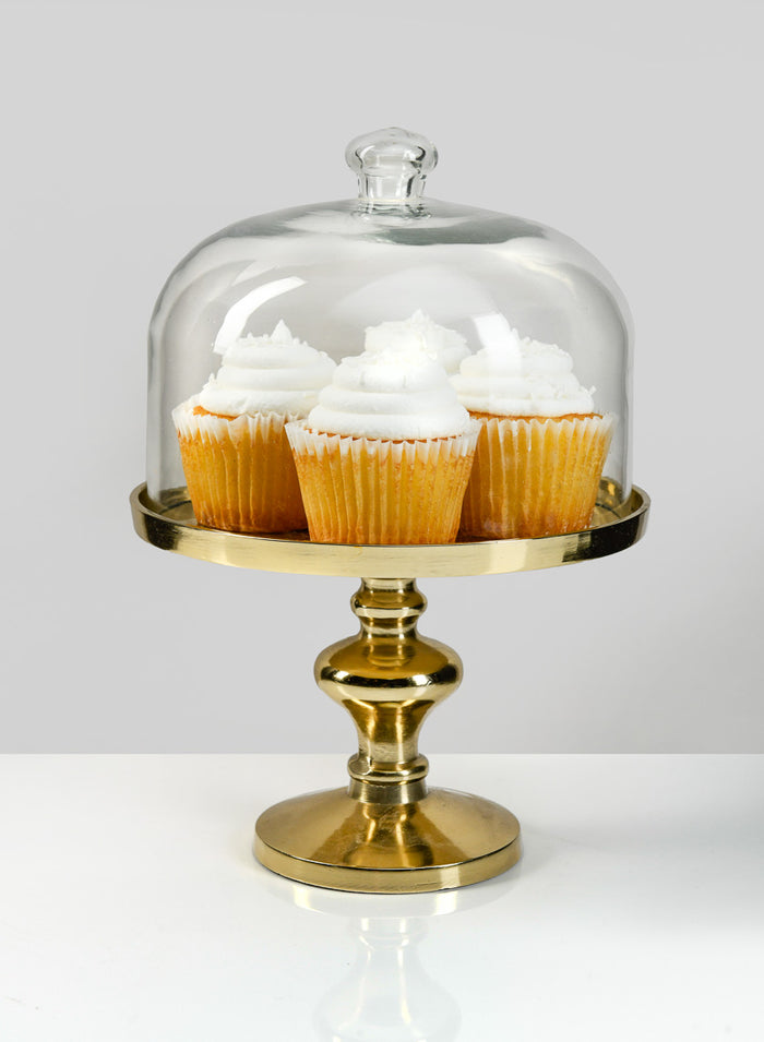 11in Tall Glass Dome With Gold Stand Decor Jamali Garden