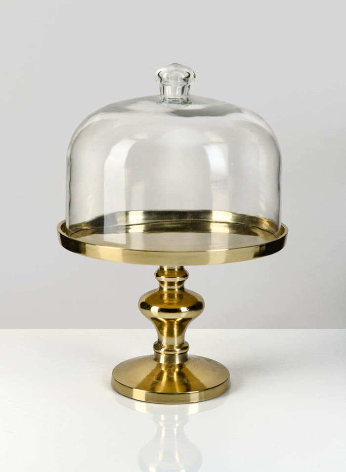 11in Tall Glass Dome With Gold Stand Decor Jamali Garden