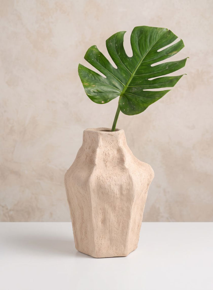 11in Tall Izmir Sand Ceramic Deco Vase Decor Jamali Garden