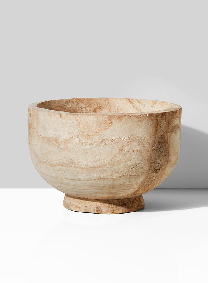 11in Wide Round Paulownia Wood Bowl Decor Jamali Garden