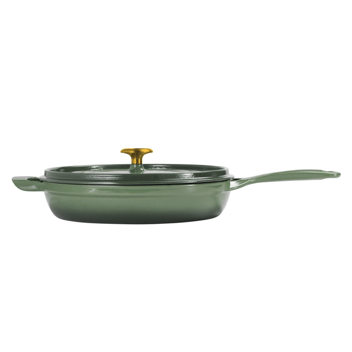 12 Inch Enameled Cast Iron Skillet with Lid