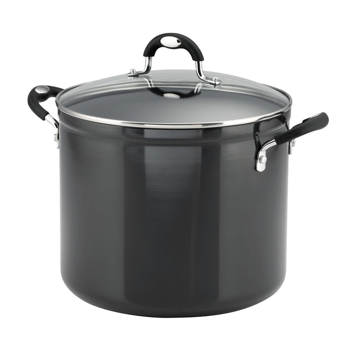 12 Quart Ceramic Nonstick Covered Stock Pot, Charcoal Gray