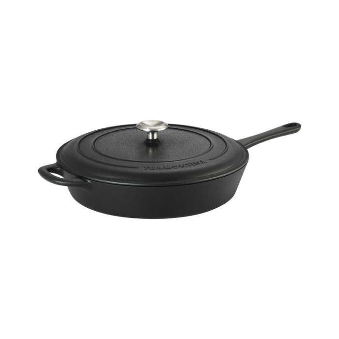 12.5 Inch Cast Iron Covered Skillet  Pre-Seasoned