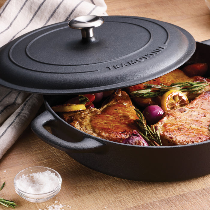12.5 Inch Cast Iron Covered Skillet  Pre-Seasoned