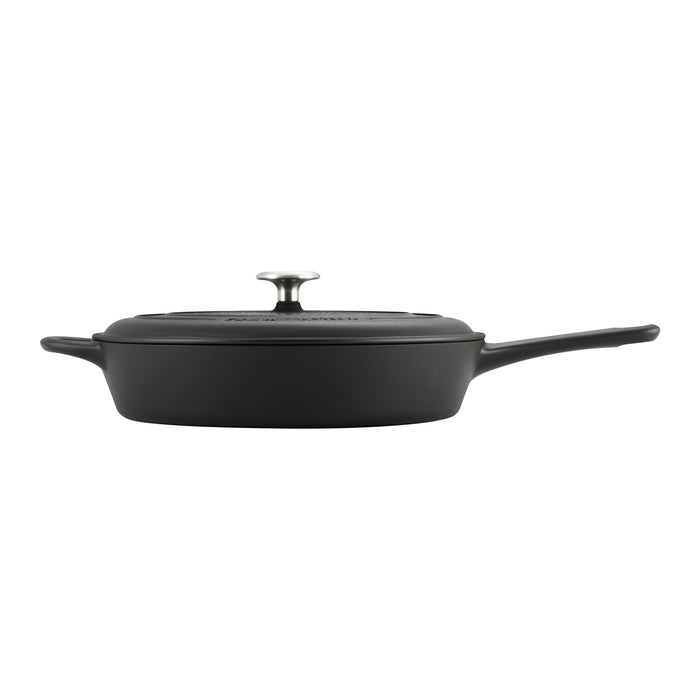 12.5 Inch Cast Iron Covered Skillet  Pre-Seasoned