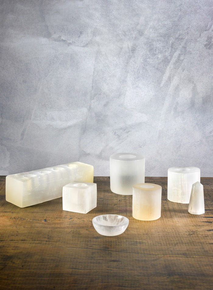 3in Cube Selenite Candle Holder Decor Jamali Garden