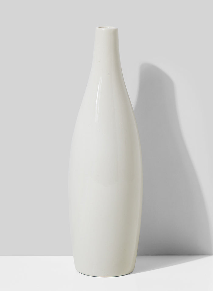 12.5in Tall White Porcelain Bottle Vase Decor Jamali Garden