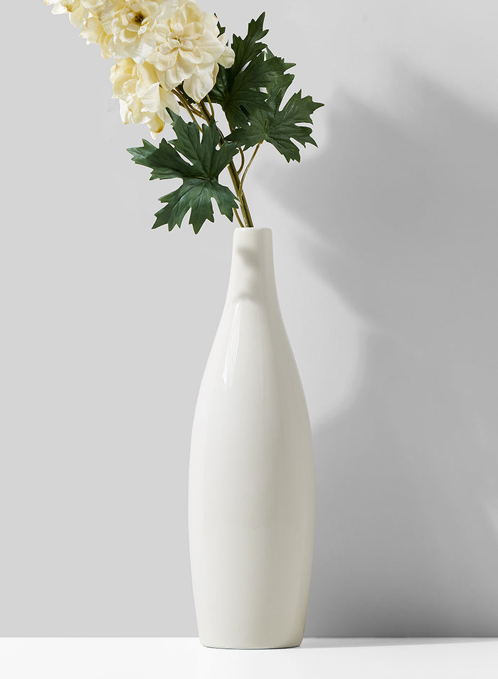 12.5in Tall White Porcelain Bottle Vase Decor Jamali Garden