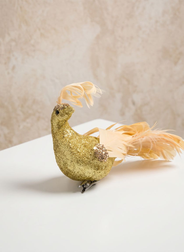 12in Long Fancy Gold Peacock Ornament, Case of 6 Decor Jamali Garden