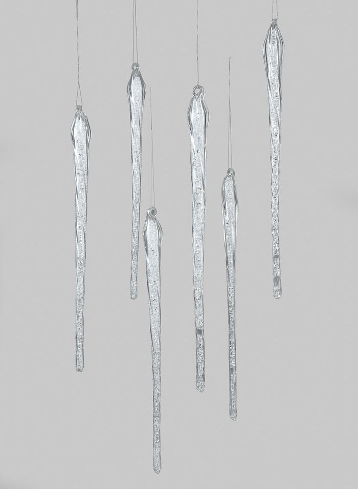 12in Long Glass Icicle, Set of 6 Decor Jamali Garden