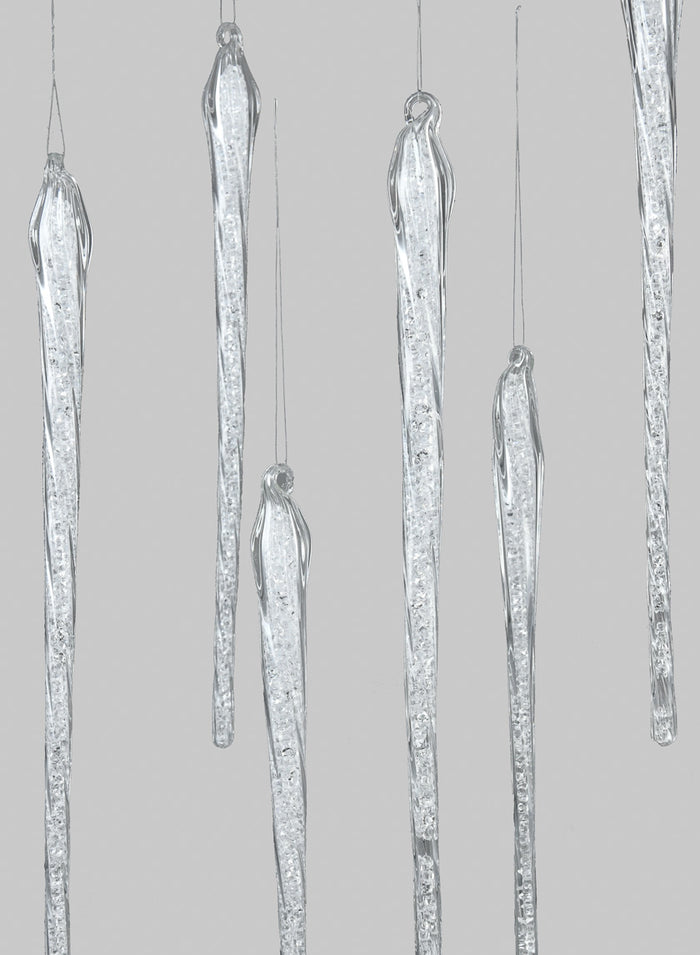 12in Long Glass Icicle, Set of 6 Decor Jamali Garden