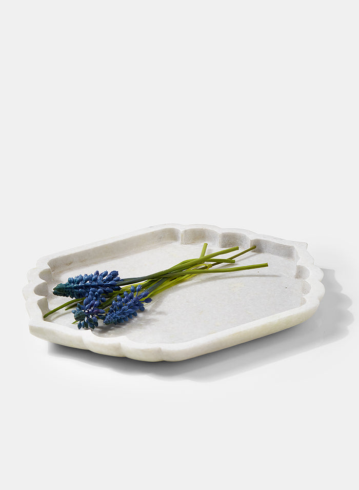 12in Long Taj Mahal White Marble Tray Decor Jamali Garden