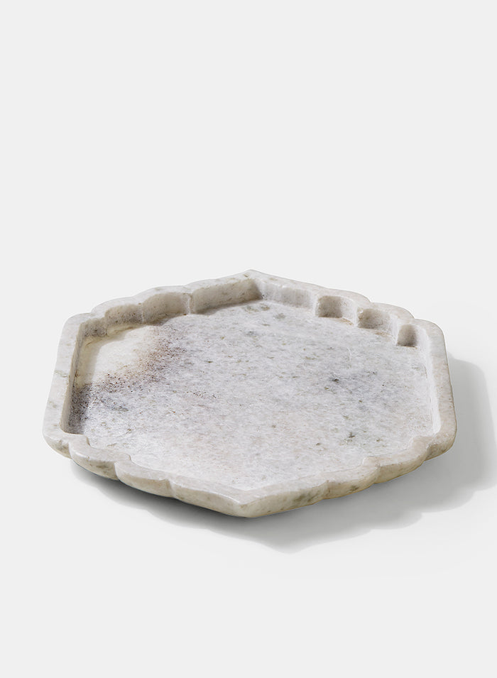12in Long Taj Mahal White Marble Tray Decor Jamali Garden