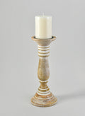 12in Tall Campagna White Washed Wood Pillar Holder Decor Jamali Garden