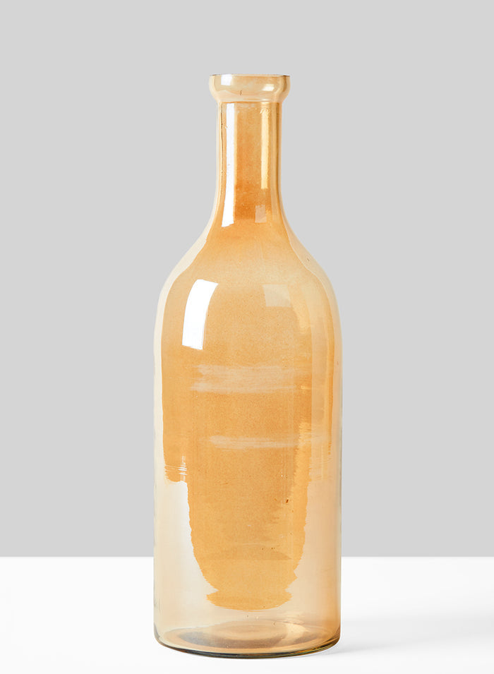 12in Tall Gold Luster Glass Bottle Vase Decor Jamali Garden