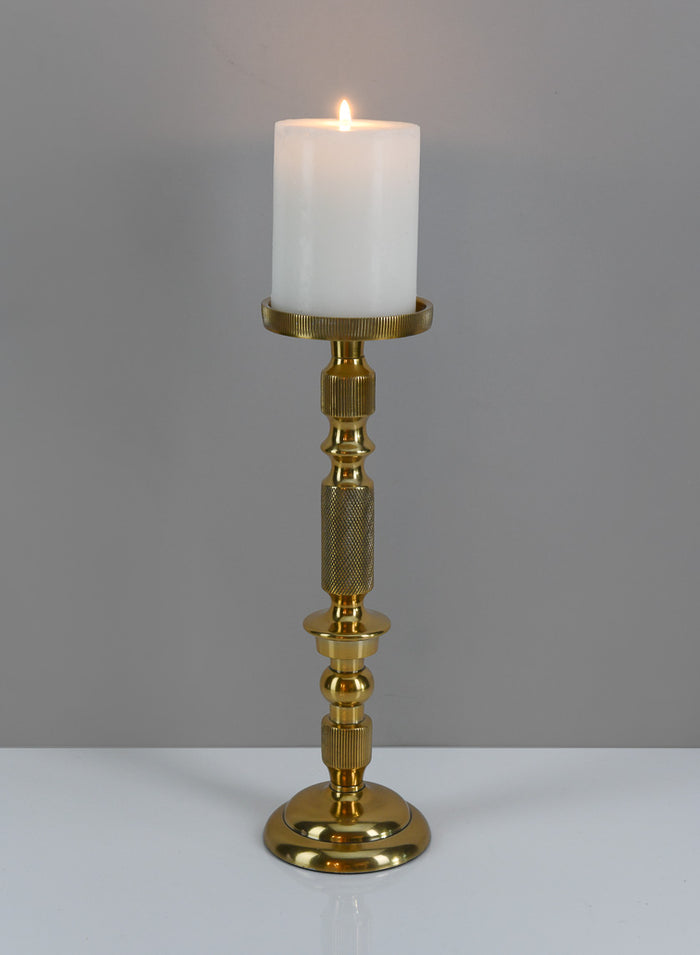 12in Tall Zahra Gold Aluminum Pillar Holder Decor Jamali Garden