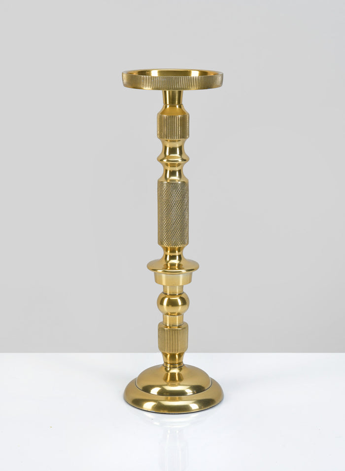 12in Tall Zahra Gold Aluminum Pillar Holder Decor Jamali Garden