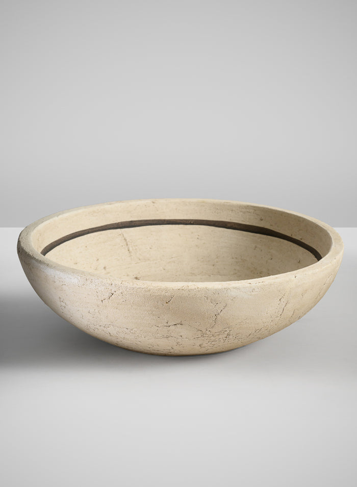 12in Wide Amadora Sand Tone Centerpiece Stoneware Bowl Decor Jamali Garden
