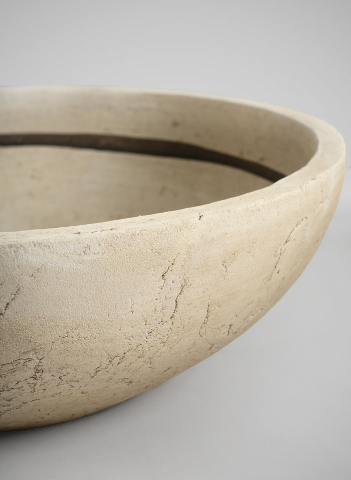 12in Wide Amadora Sand Tone Centerpiece Stoneware Bowl Decor Jamali Garden
