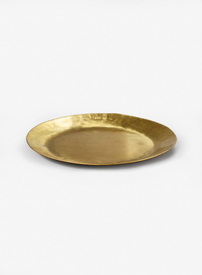12in Wide Antique Round Raw Brass Tray Decor Jamali Garden