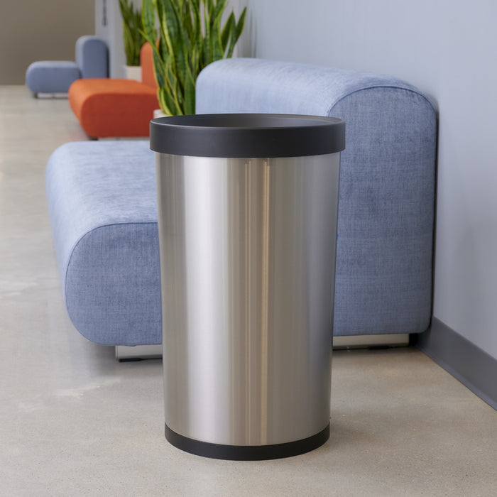 13 Gallon Stainless Steel Open Top Round Trash Bin