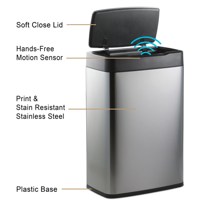 13 Gallon Stainless Steel Sensor Bin