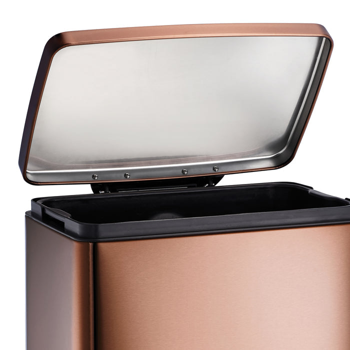13 Gallon Stainless Steel Step Can with Soft Closing Lid - Bronze