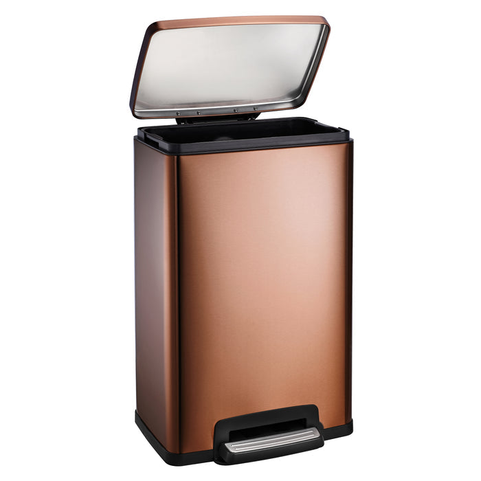 13 Gallon Stainless Steel Step Can with Soft Closing Lid - Bronze