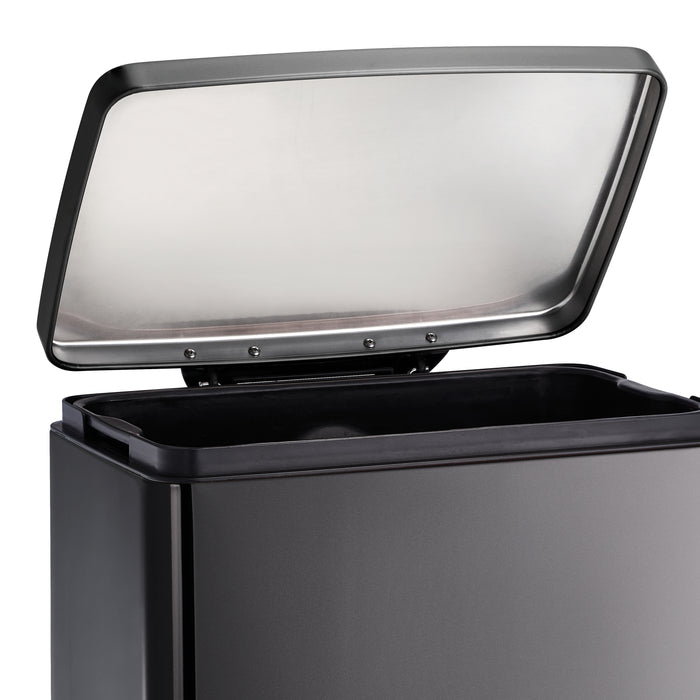 13 Gallon Stainless Steel Step Can with Soft Closing Lid - Charcoal Gray