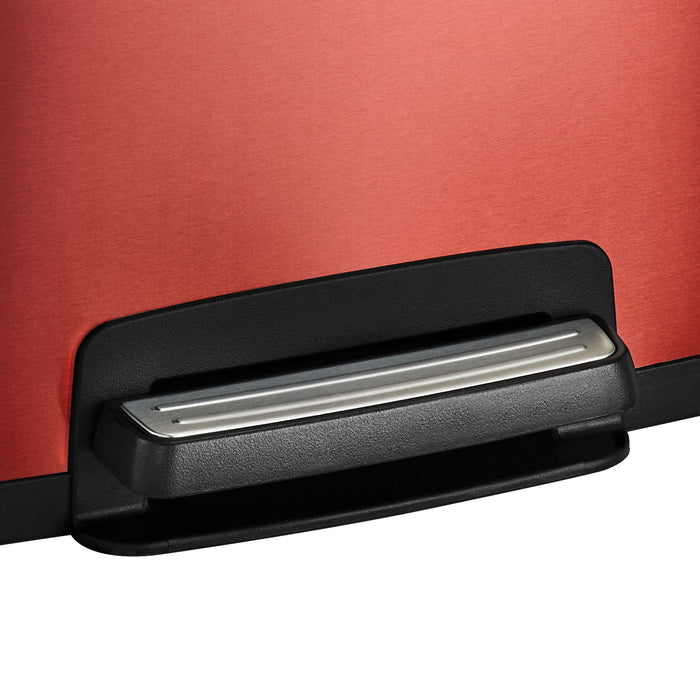 13 Gallon Stainless Steel Step Can with Soft Closing Lid - Red