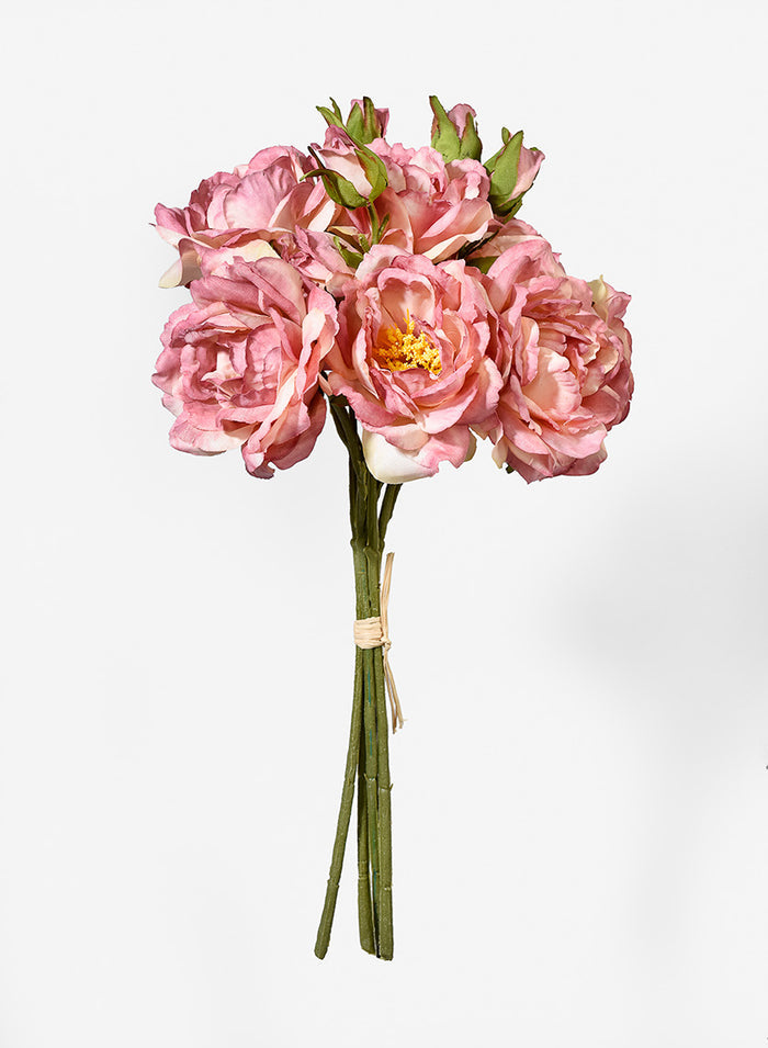 14in Long Pink Rose Bouquet, Case of 12 Decor Jamali Garden