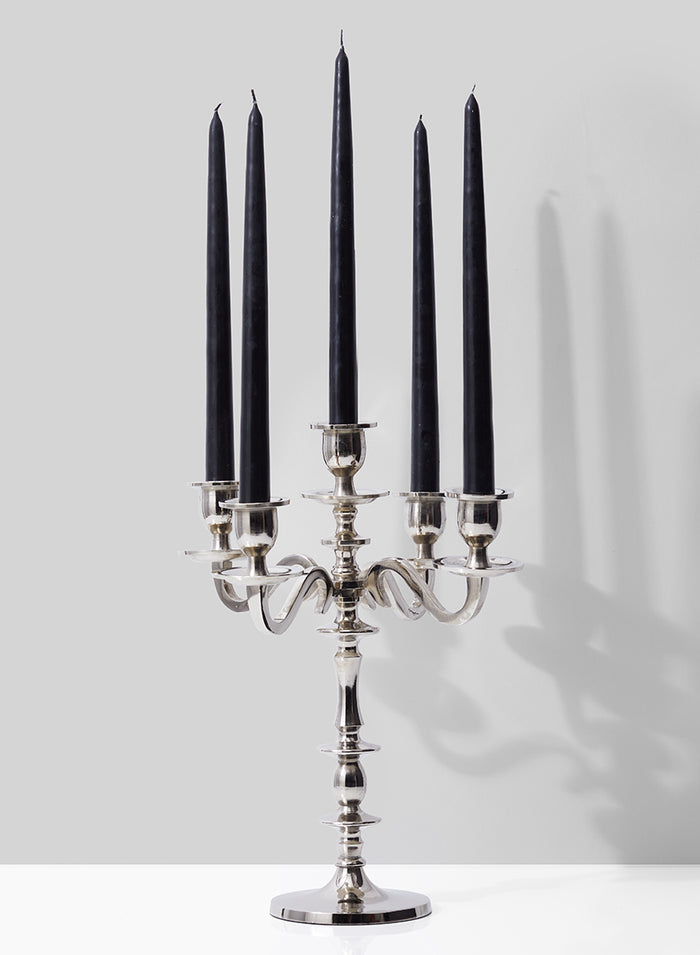 14in Tall Nickel Candelabra Decor Jamali Garden