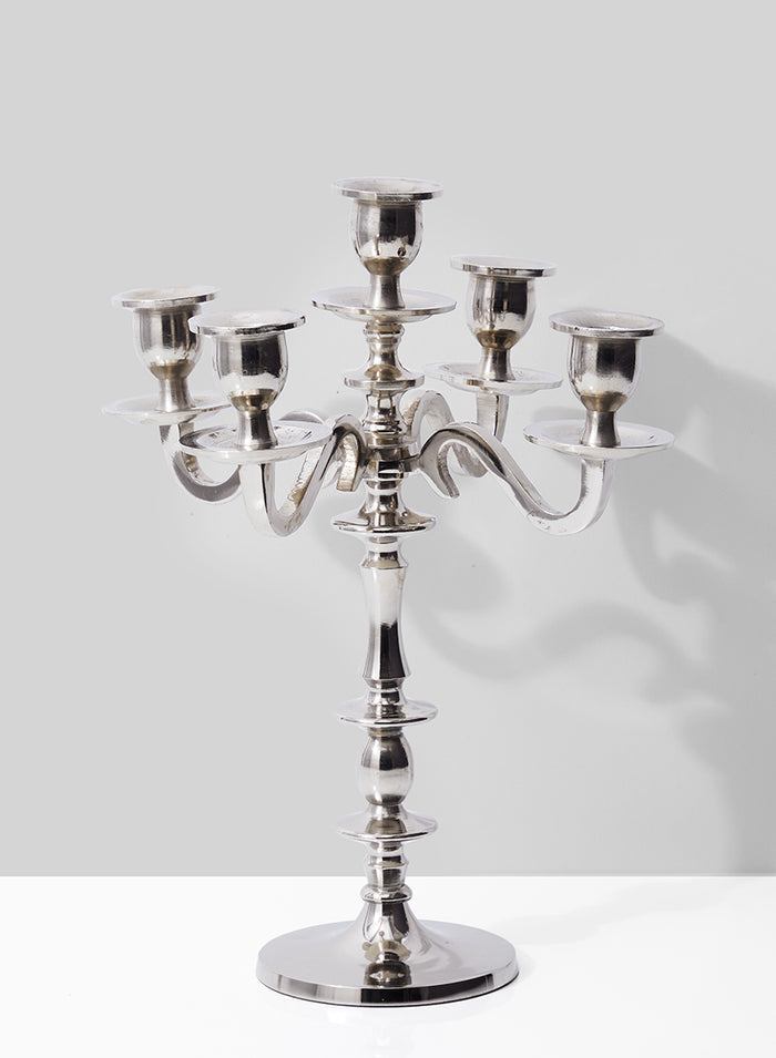 14in Tall Nickel Candelabra Decor Jamali Garden