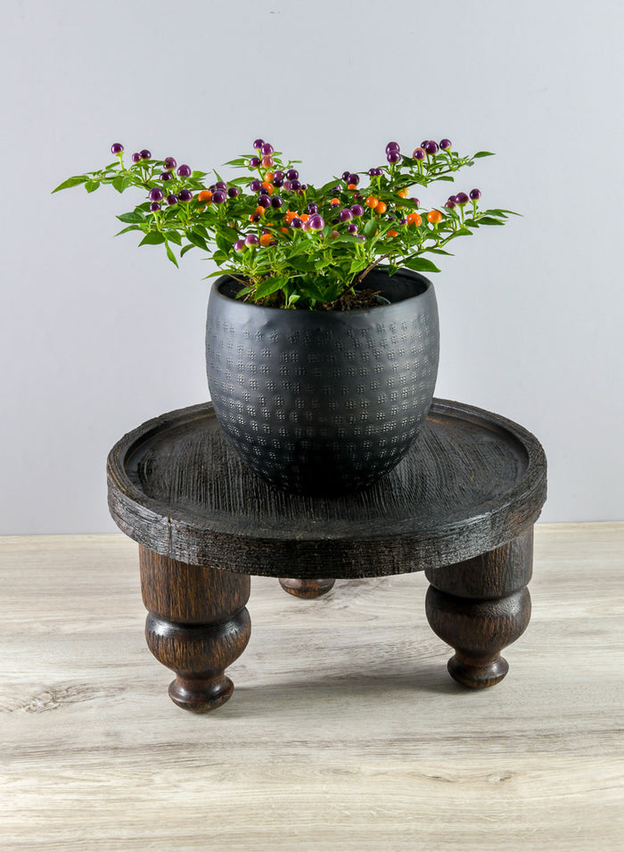 14in Wide Banjara Reclaimed Look Black Rugged Wood Stand Decor Jamali Garden